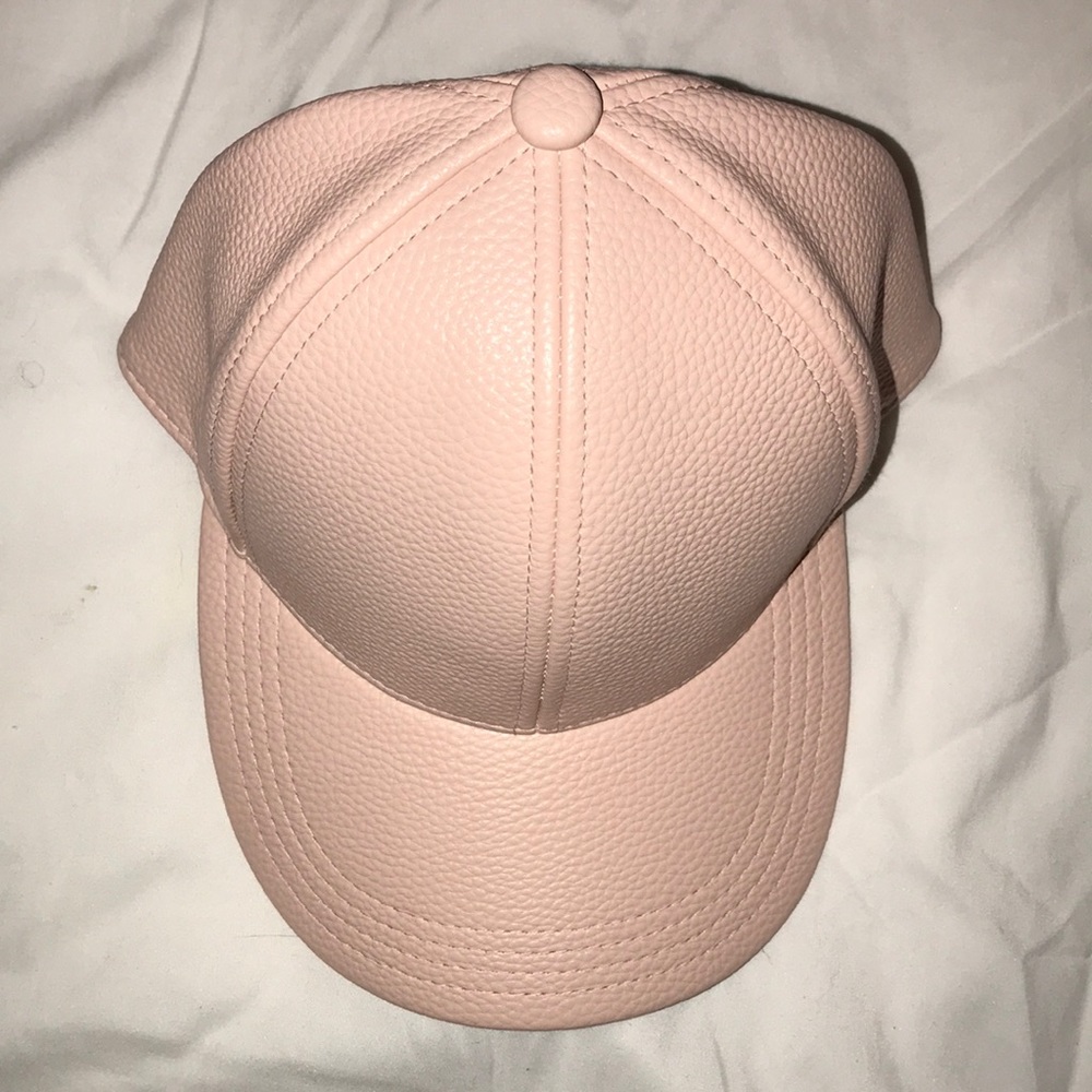 Pink Faux Leather Ball Cap